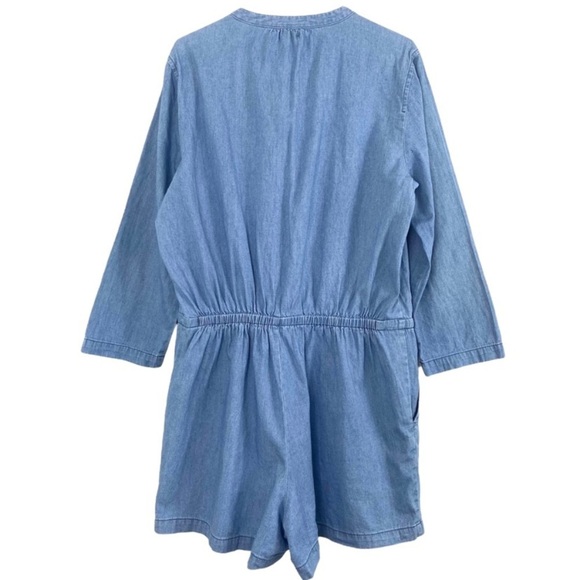 MERCANTILE J.Crew Chambray Denim Romper in Blue Size 8 Style #L0482 - Picture 3 of 6